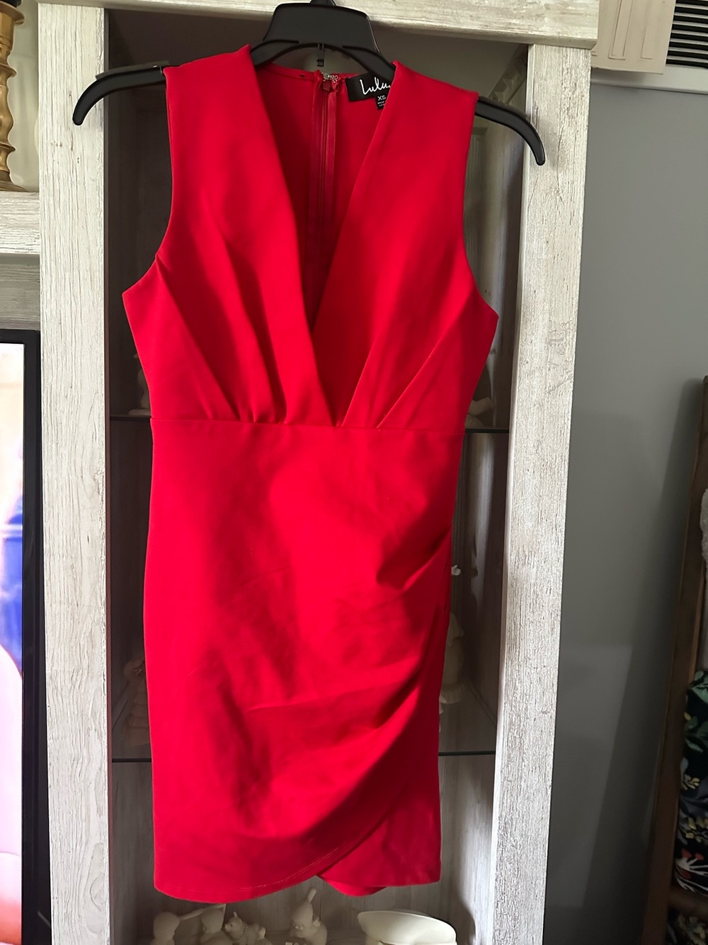 Lulu's Bold Red Plunging Sheath Mini Dress